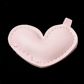 Imitation Leather Pendants, Heart, Pink, 39~40x48.5~49x10.5~12mm, Hole: 4mm