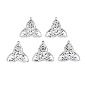 201 Stainless Steel Pendants, Trinity Knot, Stainless Steel Color, 25x25x1.5mm, Hole: 1.4mm