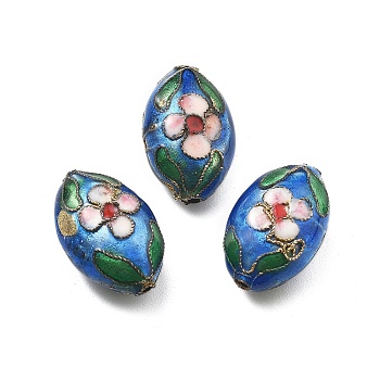 Handmade Cloisonne Beads, Oval, Blue, 19.5x13~13.5x9mm, Hole: 1mm