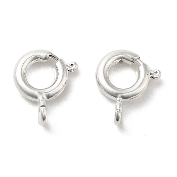Brass Spring Ring Clasps, Ring, 925 Sterling Silver Plated, 10x8x3mm, Hole: 1.6mm