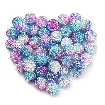 50Pcs Imitation Pearl Acrylic Beads, Berry Beads, Combined Beads, Round, Lilac, 10mm, Hole: 1mm