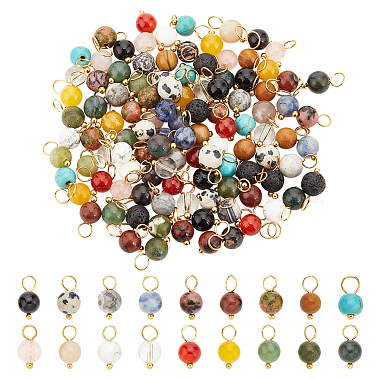 Golden Round Mixed Stone Charms