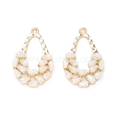 Light Gold Linen Teardrop Alloy+Plastic Pendants