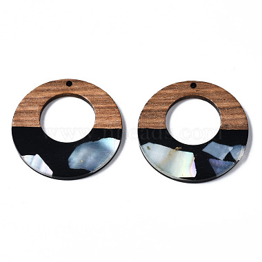 Opaque Resin & Walnut Wood Pendants(RESI-T035-20-B01)-2