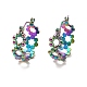 Ion Plating(IP) 304 Stainless Steel Beaded Ring Hoop Earrings for Women(EJEW-P202-02MC)-1