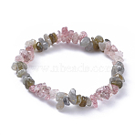 Natural Labradorite & Strawberry Quartz Chip Stretch Bracelets, Inner Diameter: 2-1/8~2-1/4 inch(5~5.2cm)(BJEW-JB04490-01)