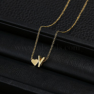 Alloy Letter Heart Pendant Necklaces for Women, Golden, Letter Y, 15.75 inch(40cm)(WGBB55E-21)