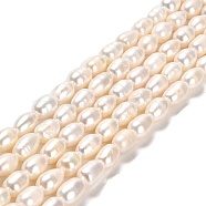 Natural Cultured Freshwater Pearl Beads Strands, Rice, Grade A+, Linen, 8~10.5x6~7mm, Hole: 0.6mm, about 37~38pcs/strand, 13.78 inch(35cm)(PEAR-E016-195)