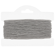 304 Stainless Steel Curb Chains, Soldered, with Card Paper, Stainless Steel Color, 2.3x2x0.5mm, about 32.81 Feet(10m)/Card(CHS-BBC0001-02)