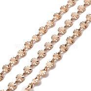 Ion Plating(IP) 304 Stainless Steel Flower Link Chains, with Spool, Unwelded, Rose Gold, 6x4x0.6mm, about 32.81 Feet(10m)/Roll(STAS-B041-08RG)