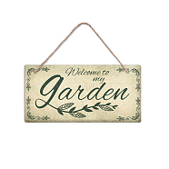 PVC Plastic Hanging Wall Decorations, with Jute Twine, Rectangle with Word Garden, Colorful, Word, 15x30x0.5cm(HJEW-WH0022-010)