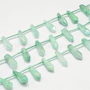 Natural Crystal Pointed Bead Strands, Dyed, Bullet, Green, 15~22x5~11x5~11mm, Hole: 2mm(G-G940-05)
