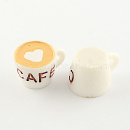 Resin Cabochons, Coffee Cup, White, 15.5~16x25~25.5x20mm(CRES-S286-153)