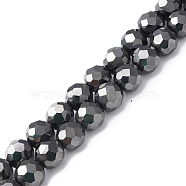 Synthetic Non-magnetic Hematite Beads Strands, Faceted, Round, Hematite Plated, 10mm, Hole: 1.2mm, about 41pcs/strand, 16.22 inch(41.2cm)(G-F740-04)