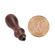 DIY Letter Scrapbook Brass Wax Seal Stamps and Wood Handle Sets, Letter.W, 25x14mm, 75mm(AJEW-PH0010-W)