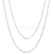 Rhodium Plated 925 Sterling Silver Thin Dainty Link Chain Necklace for Women Men, Platinum, 21.65 inch(55cm)(JN1096B-04)