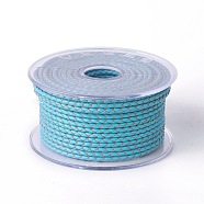 Braided Cowhide Cord, Leather Jewelry Cord, Jewelry DIY Making Material, Deep Sky Blue, 5mm, about 21.87 yards(20m)/roll(WL-I004-5mm-03)