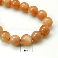Natural Sunstone Beads Strands, Grade A,  Round, Chocolate, 4mm, Hole: 1mm(G-G066-4mm)