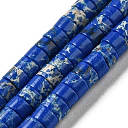 Synthetic Imperial Jasper Dyed Beads Strands, Disc, Heishi Beads, Blue, 4~4.5x2~3mm, Hole: 0.7mm, about 140~141pcs/strand, 14.88''~15.12"(37.8~38.4cm)(G-D077-D01-02B)