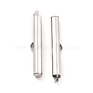 304 Stainless Steel Slide On End Clasp Tubes, Slider End Caps, Stainless Steel Color, 30x5.5x4mm, Hole: 3.5x1.5mm, Inner Diameter: 3mm(STAS-C044-08D-P)