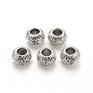 Tibetan Style Alloy European Beads, Large Hole Beads, Cadmium Free & Lead Free, Rondelle with Flower, Antique Silver, 9.5x6mm, Hole: 4.5mm, about 650pcs/1000g(TIBE-N006-101AS-LF)