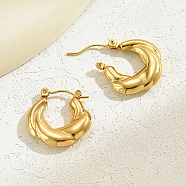Stainless Steel Thick Hoop Earrings for Women, Golden, 20x20mm(OH7796)