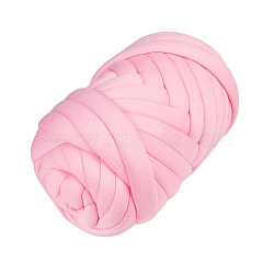Arm Knitting Yarn, Polyester Yarn, Super Soft Washable Bulky Giant Yarn, for Extreme Knitting DIY Handmade Blankets, Pink, 19mm, about 500g/bundle, about 24m/bundle(OCOR-WH0032-80F)