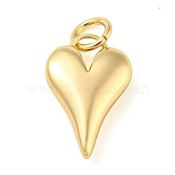 Brass Pendants, with Jump Ring, Real 14K Gold Plated, Heart, 15x10x4mm, Hole: 3.4mm(KK-A202-01D-G)