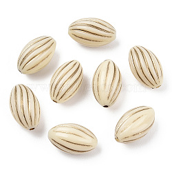 Oval Plating Acrylic Beads, Golden Metal Enlaced, Beige, 14.5x9mm, Hole: 1.5mm, about 757pcs/500g(PACR-Q102-128A)