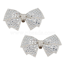 Bowknot Rhinestone Shoe Decoration, Silver, 62x98x12mm(DIY-WH0430-522B)