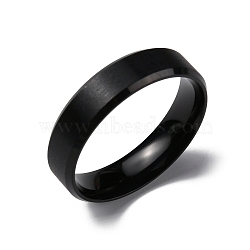 PVD Vacuum Plating Matte Style 304 Stainless Steel Wide Band Finger Rings for Women Men, Plain Band Rings, Electrophoresis Black, 6mm, Inner Diameter: US Size 11 3/4(21.3mm)(RJEW-WH0009-14F-EB)