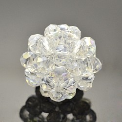 Transparent Glass Crystal Round Woven Beads, Cluster Beads, Clear, 27mm, Beads: 8mm(GLAA-A034-8mm-A18)