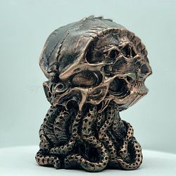 Resin Skull Octopus Figurines Ornaments, Home Decoration, Gray, 105x105x150mm(PW-WG56838-02)