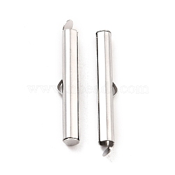 Non-Tarnish 304 Stainless Steel Slide On End Clasp Tubes, Slider End Caps, Stainless Steel Color, 30x5.5x4mm, Hole: 3.5x1.5mm, Inner Diameter: 3mm(STAS-C044-08D-P)