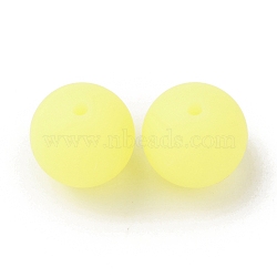 Luminous Round Food Grade Silicone Beads, Chewing Beads For Teethers, DIY Nursing Necklaces Making, Yellow, 15x14.5mm, Hole: 2mm(SIL-TAC0007-04D)