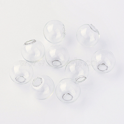 Round Mechanized Blown Glass Globe Ball Bottles, for Stud Earring or Crafts, Clear, 8mm, Half Hole: 2.5~4mm(X-BLOW-R001-8mm)