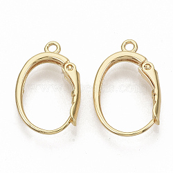 Brass Leverback Earring Findings, Nickel Free, Real 18K Gold Plated, with Loop 19.5~20.5x12.5x3.5mm, Hole: 1.5mm, Pin: 0.8mm(X-KK-T051-42G-NF)