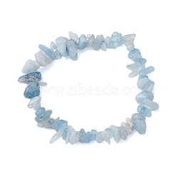Natural Aquamarine Chip Beaded Stretch Bracelets for Women Men, Inner Diameter: 1-7/8~2-3/8 inch(4.8~6cm)(BJEW-JB10647-03)