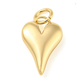 Brass Pendants, with Jump Ring, Real 14K Gold Plated, Heart, 15x10x4mm, Hole: 3.4mm