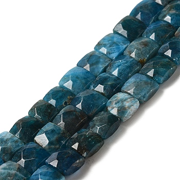 Natural Apatite Beads Strands, Faceted, Square, 9~10.5x9~10.5x5~5.5mm, Hole: 1mm, about 39~42pcs/strand, 14.96~15.35 inch (38~39cm)