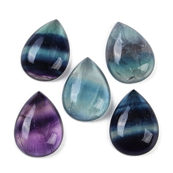 Natural Colorful Fluorite Cabochons, Teardrop, 25x18x6.5mm