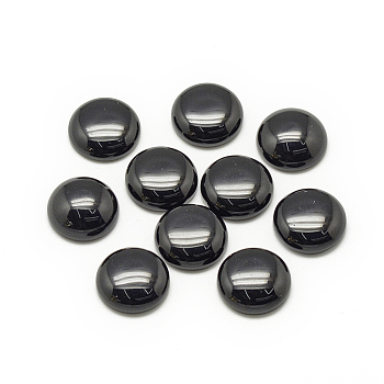 Synthetic Black Stone Cabochons, Half Round/Dome, 16x6mm