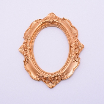Retro Photo Frames, Resin Gold Flower Frames, Small Family Photo Holders, for Pictures Embossed Photo Props Wall Decor Accessories, Oval, Goldenrod, 120.5x98.5x10.5mm