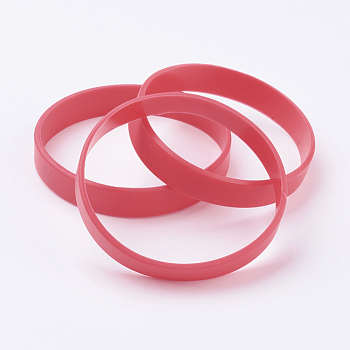 Silicone Wristbands Bracelets, Cord Bracelets, Red, 7-1/8 inch(18cm), 12x2mm