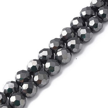 Synthetic Non-magnetic Hematite Beads Strands, Faceted, Round, Hematite Plated, 10mm, Hole: 1.2mm, about 41pcs/strand, 16.22 inch(41.2cm)