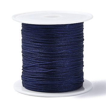 Nylon Chinese Knot Cord, Nylon Jewelry Cord for Jewelry Making, Midnight Blue, 0.4mm, about 28~30m/roll