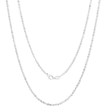 Rhodium Plated 925 Sterling Silver Thin Dainty Link Chain Necklace for Women Men, Platinum, 21.65 inch(55cm)