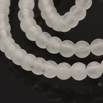 Natural White Jade Round Beads Strands, 4mm, Hole: 1mm, about 102pcs/strand, 15.7 inch