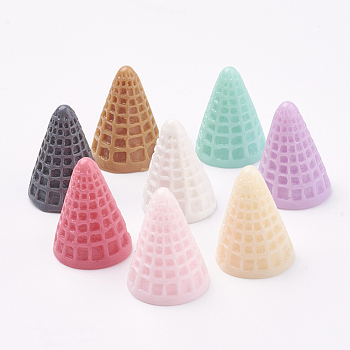Opaque Resin Beads, Ice-Cream Cone, No Hole, Imitation Food/Undrilled, Mixed Color, 18x14mm