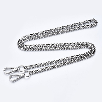 Bag Chains Straps, Iron Curb Link Chains, with Alloy Swivel Clasps, for Bag Replacement Accessories, Platinum, 1200x7mm